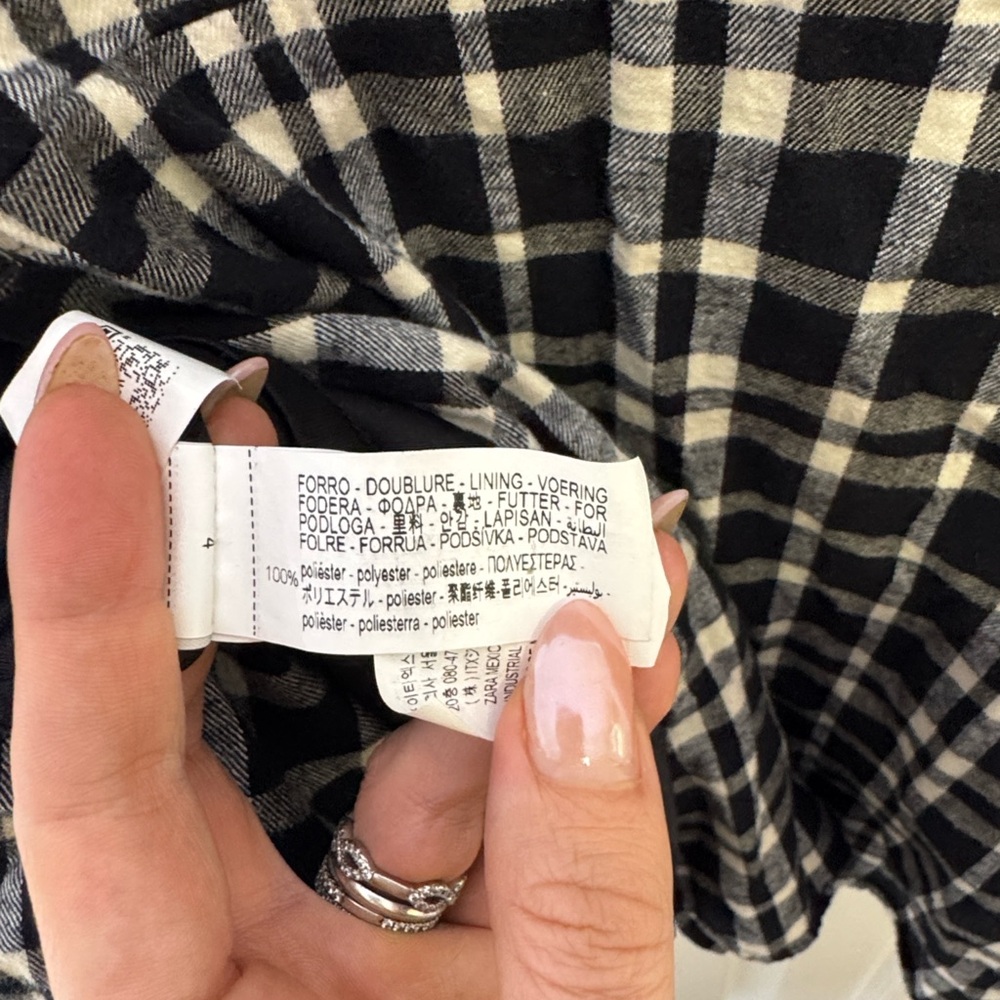 🍁🍂 NWOT Zara Plaid Mini Dress – Black & White Plaid - Picture 7 of 11